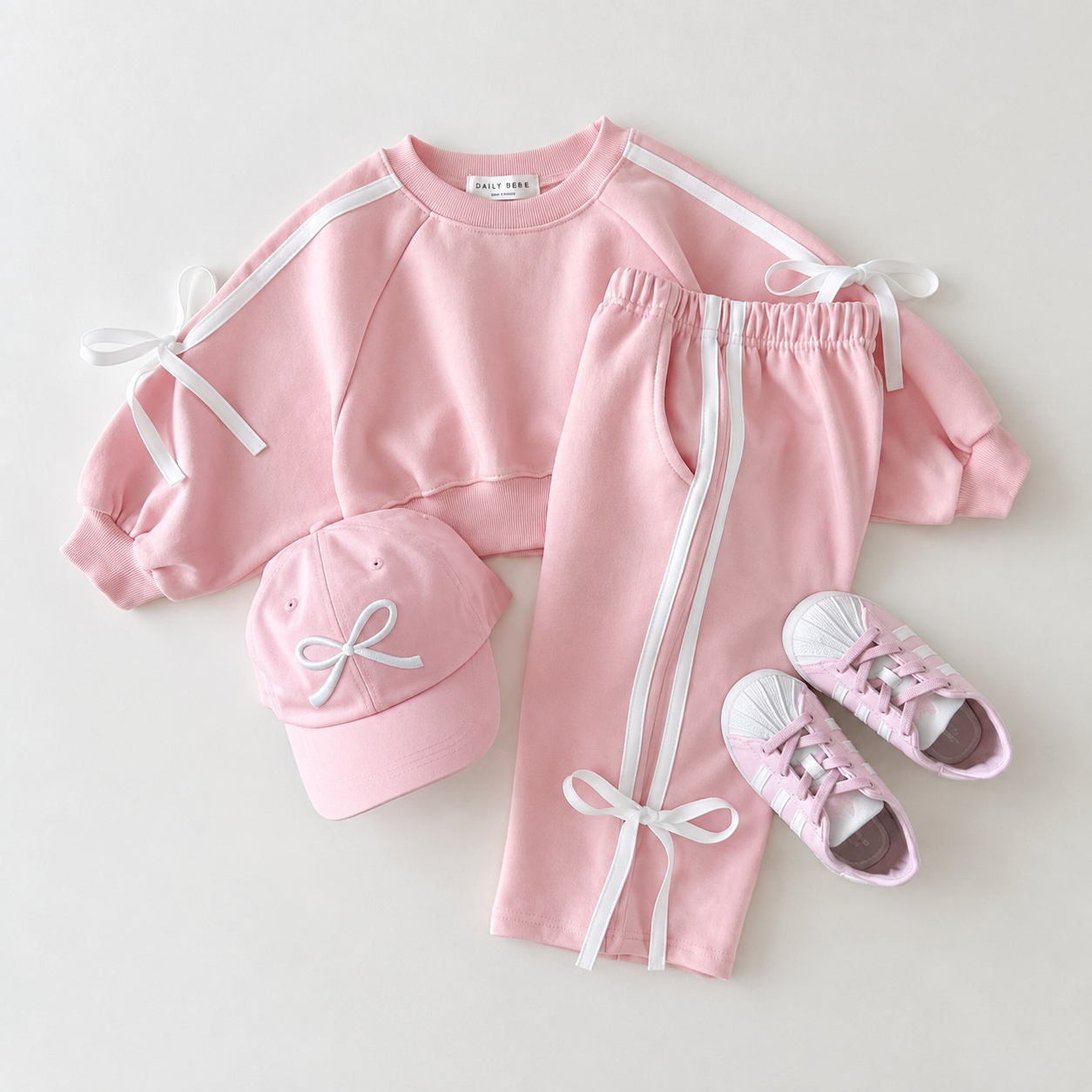 Toddler Girl Bow Tie Web Sweatshirt Pants set