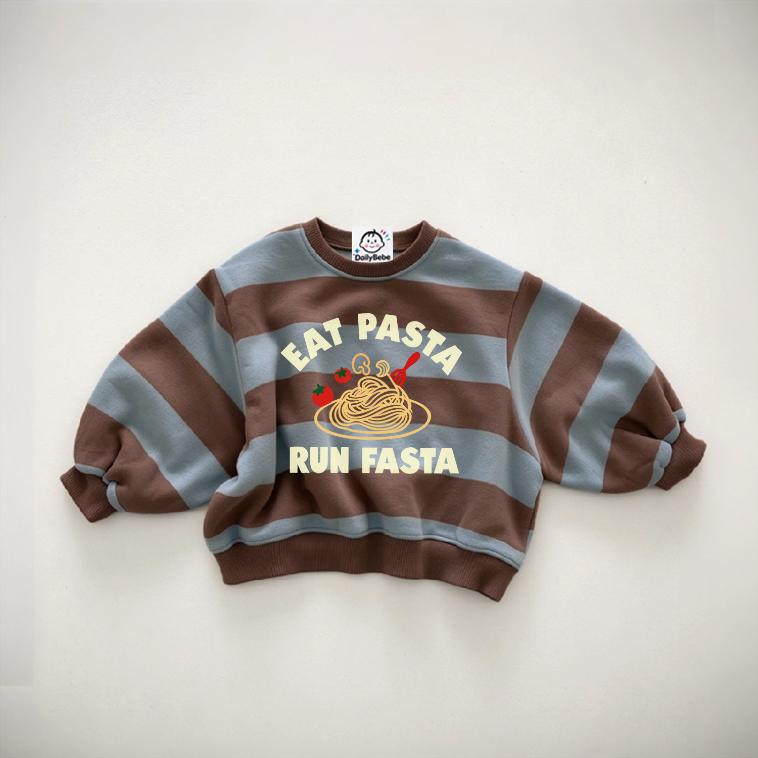 EAT PASTA RUN FASTA Baby & Kids Pasta Stripe Sweatshirt
