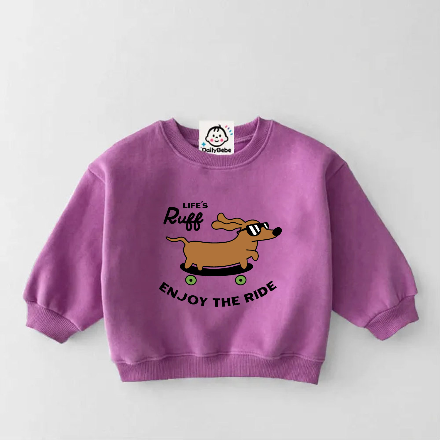 LIFE'S RUFF ENJOY THE RIDE Baby & Kids Skateboard Dog Sweatshirt