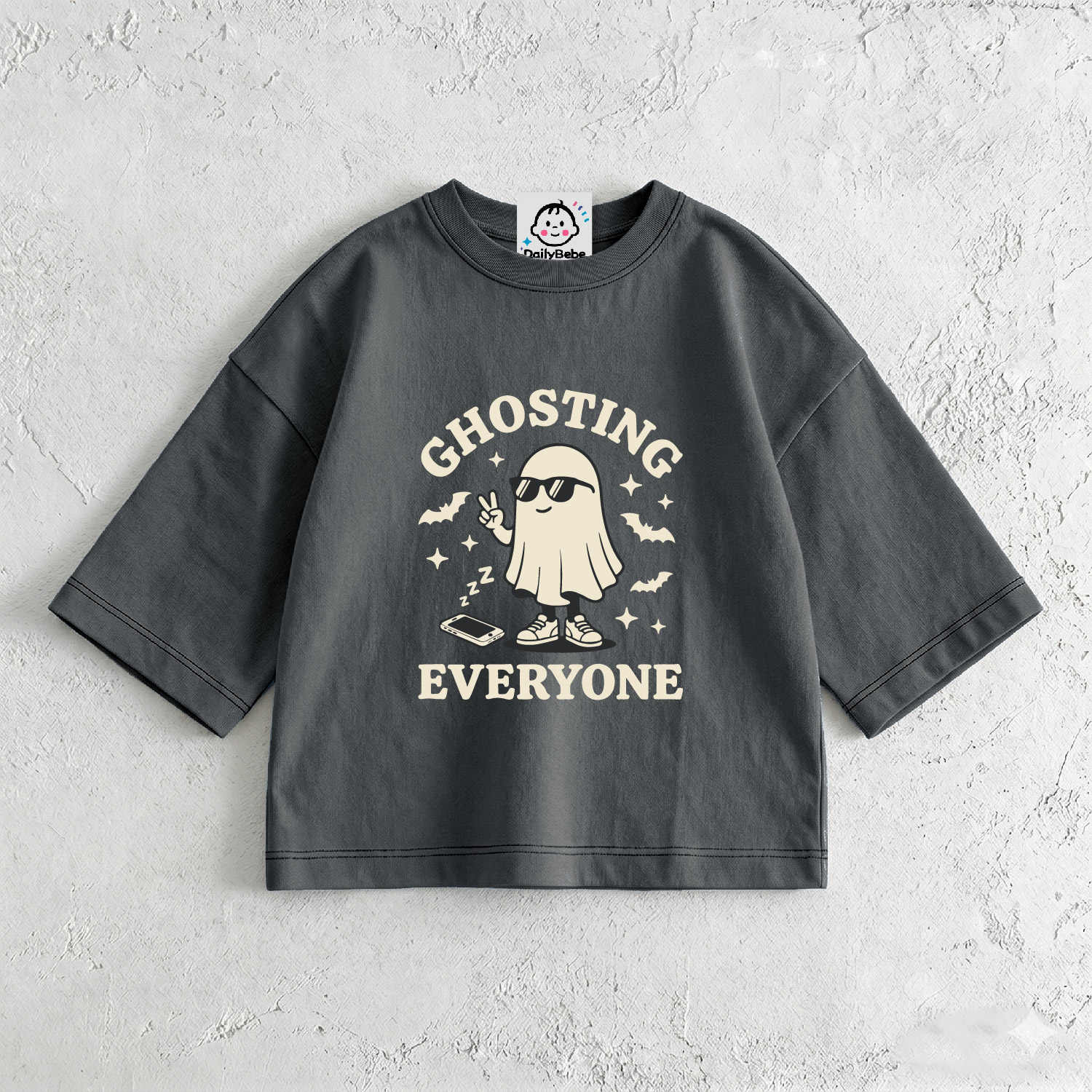 GHOSTING EVERYONE Baby & Kids Ghost Bat T-Shirt (6M-12Y)