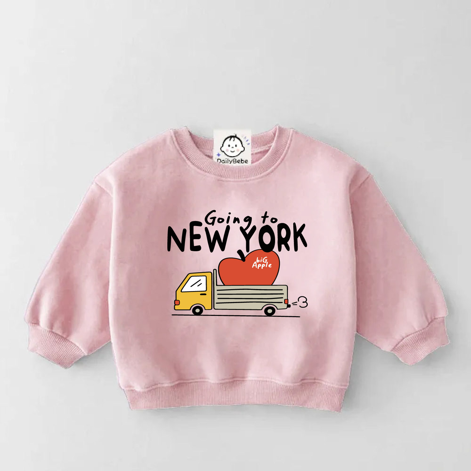 GOING TO NEW YORK Baby & Kids Truck Apple Pink Sweatshirt