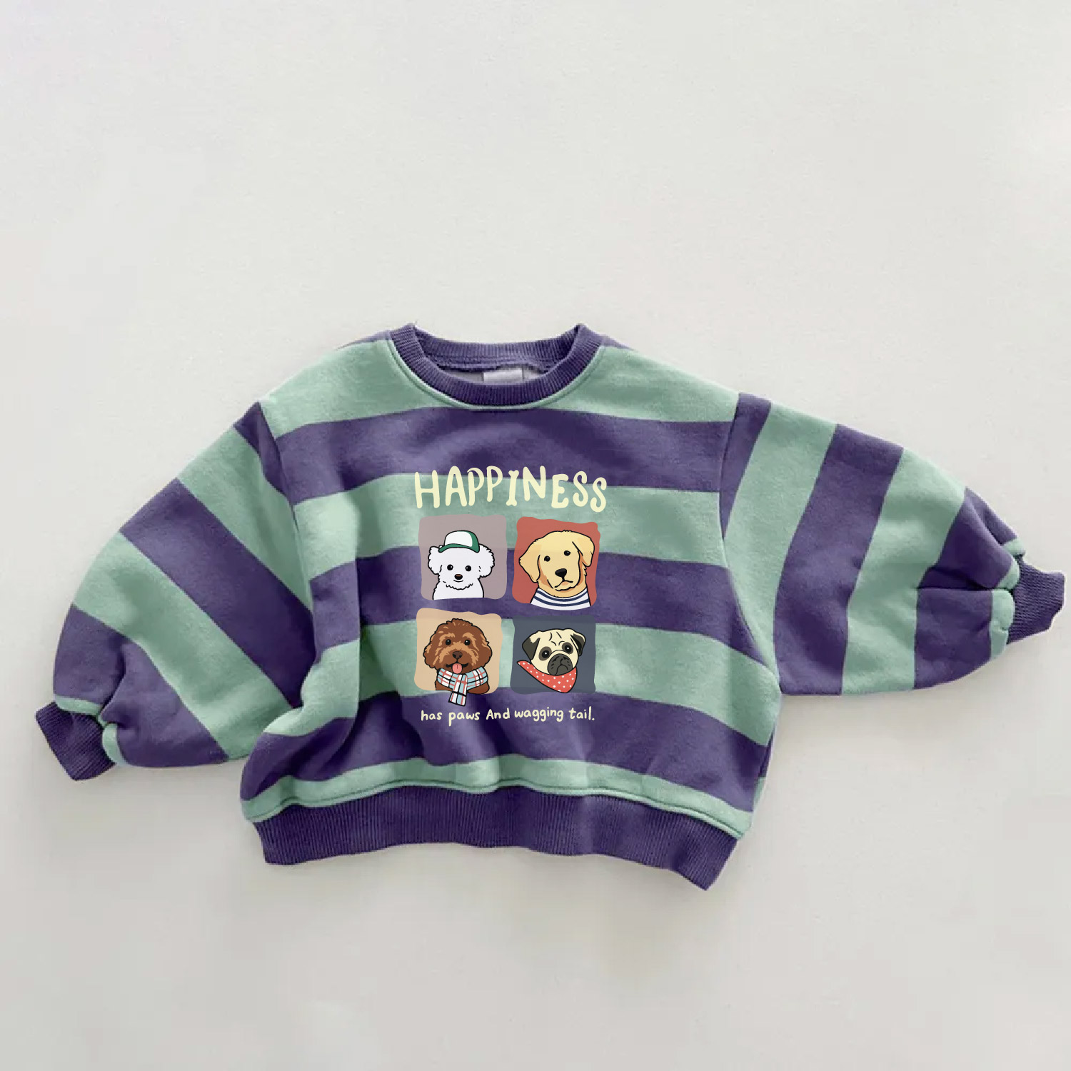 HAPPINESS Baby & Kids Dog Stripe Sweatshirt
