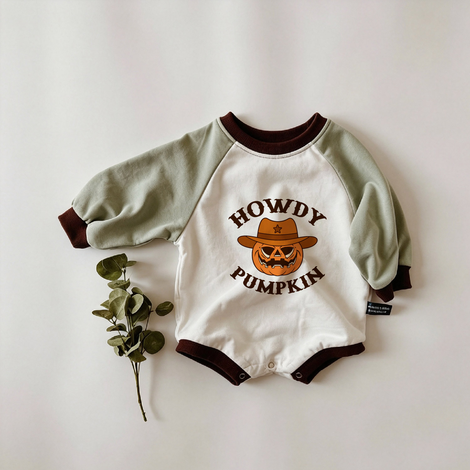HOWDY PUMPKIN Baby Color Blocking Sleeves Romper