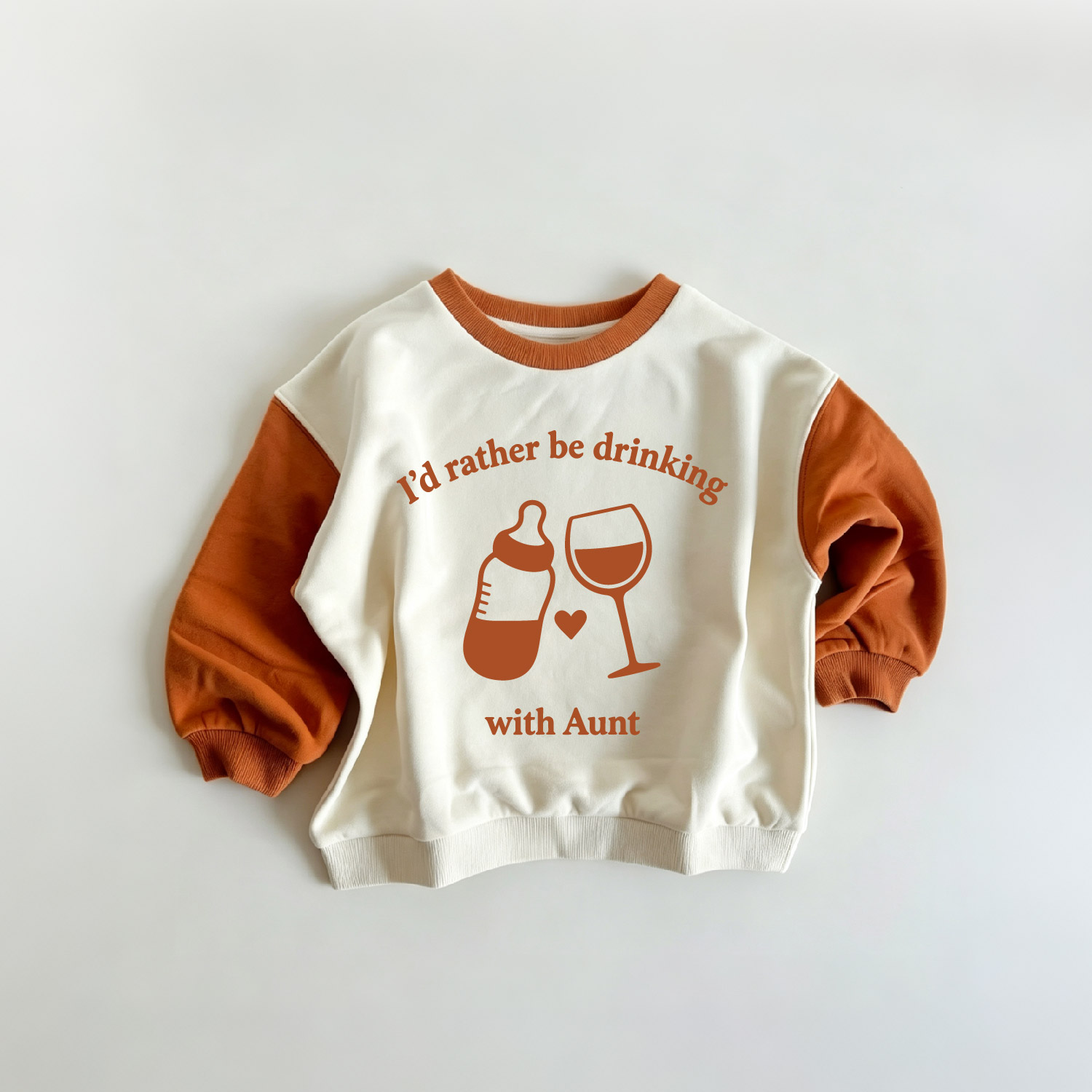 I'D RATHER BE DRINKING WITH ANUT Baby & Kids Color Blocking ​​Sleeves Sweatshirt