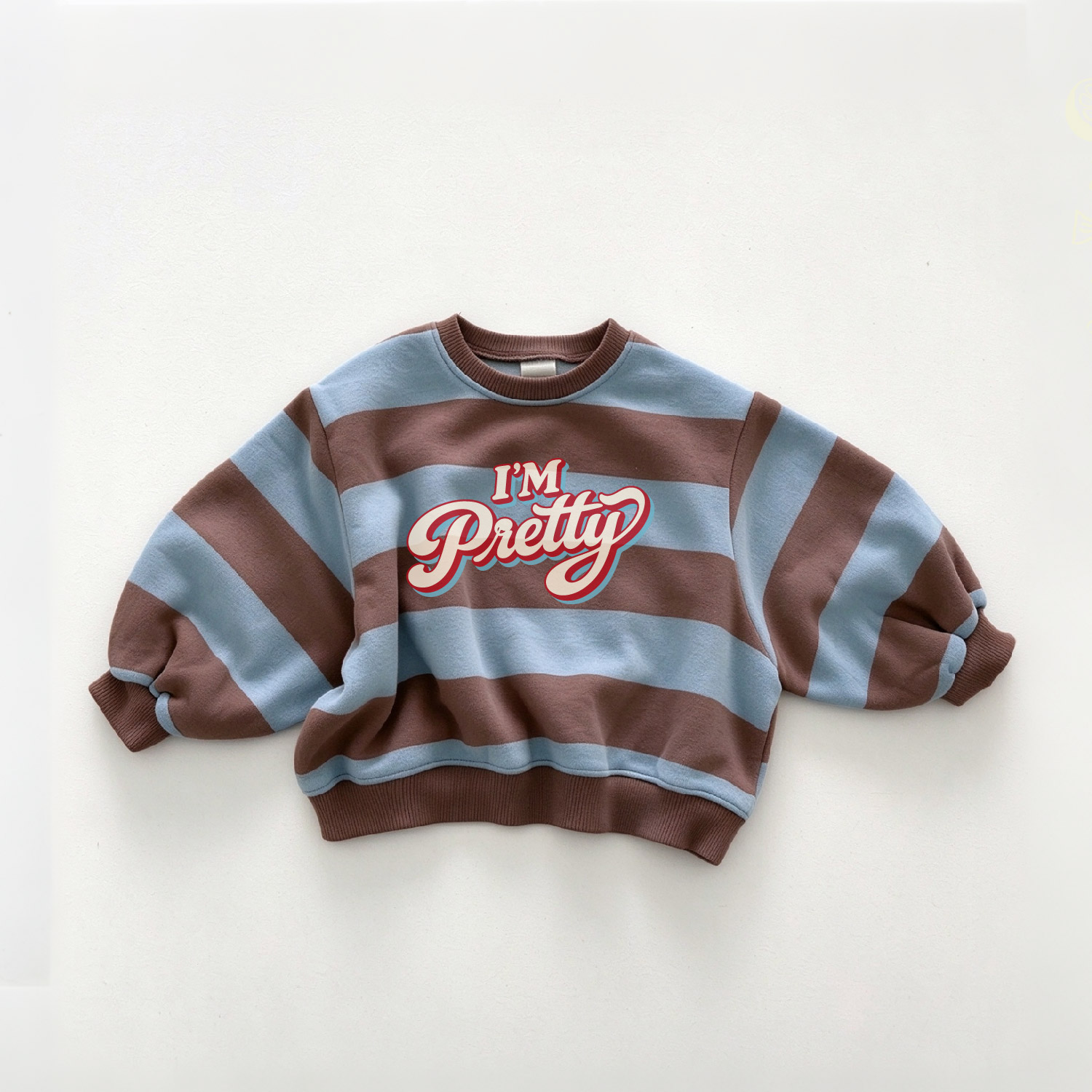 I'M PRETTY Baby & Kids Slogan Stripe Sweatshirt