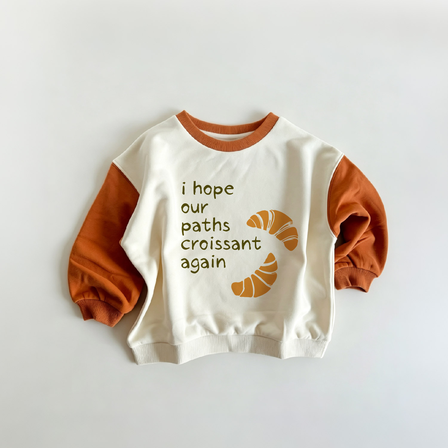 I HOPE OUR PATHS CROISSANT AGAIN Baby & Kids Color Blocking ​​Sleeves Sweatshirt