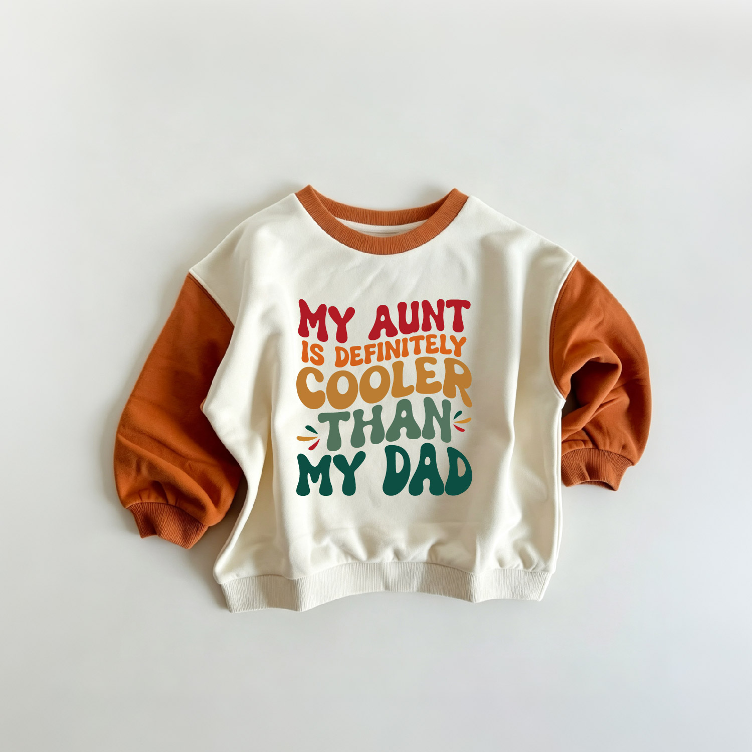 MY AUNT IS DEFINITELY COOLER THAN MY DAD Baby & Kids Color Blocking ​​Sleeves Sweatshirt
