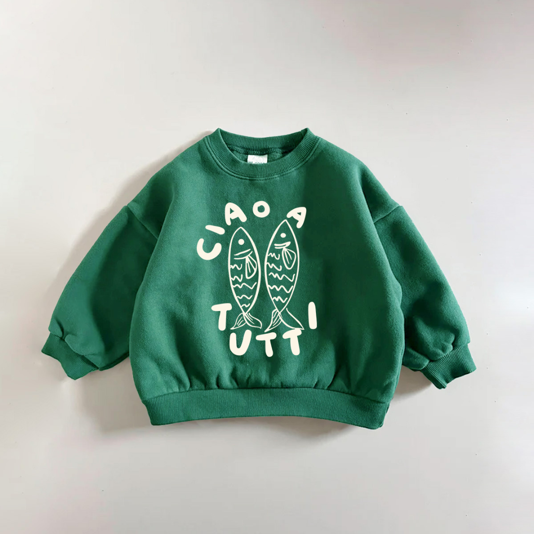CIAO A TUTTI Baby Toddler Sardine Green Sweatshirt
