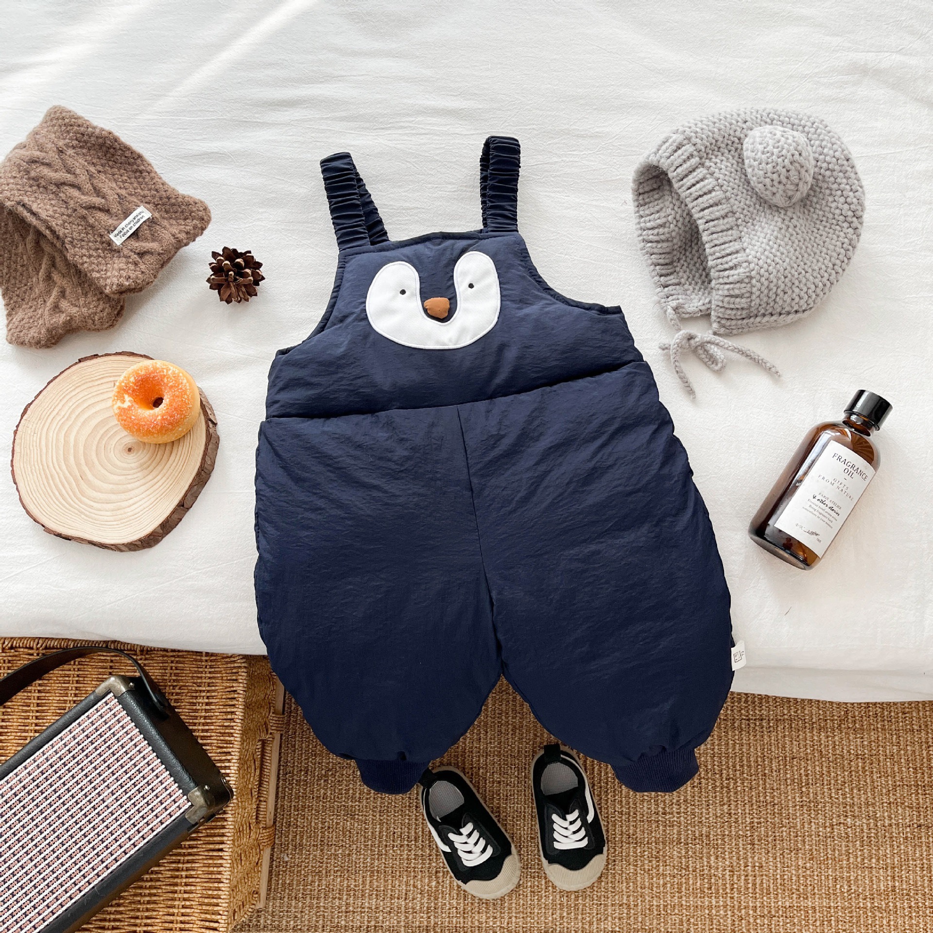 Kids Cute Penguin Boys Girls Sweater and Overalls