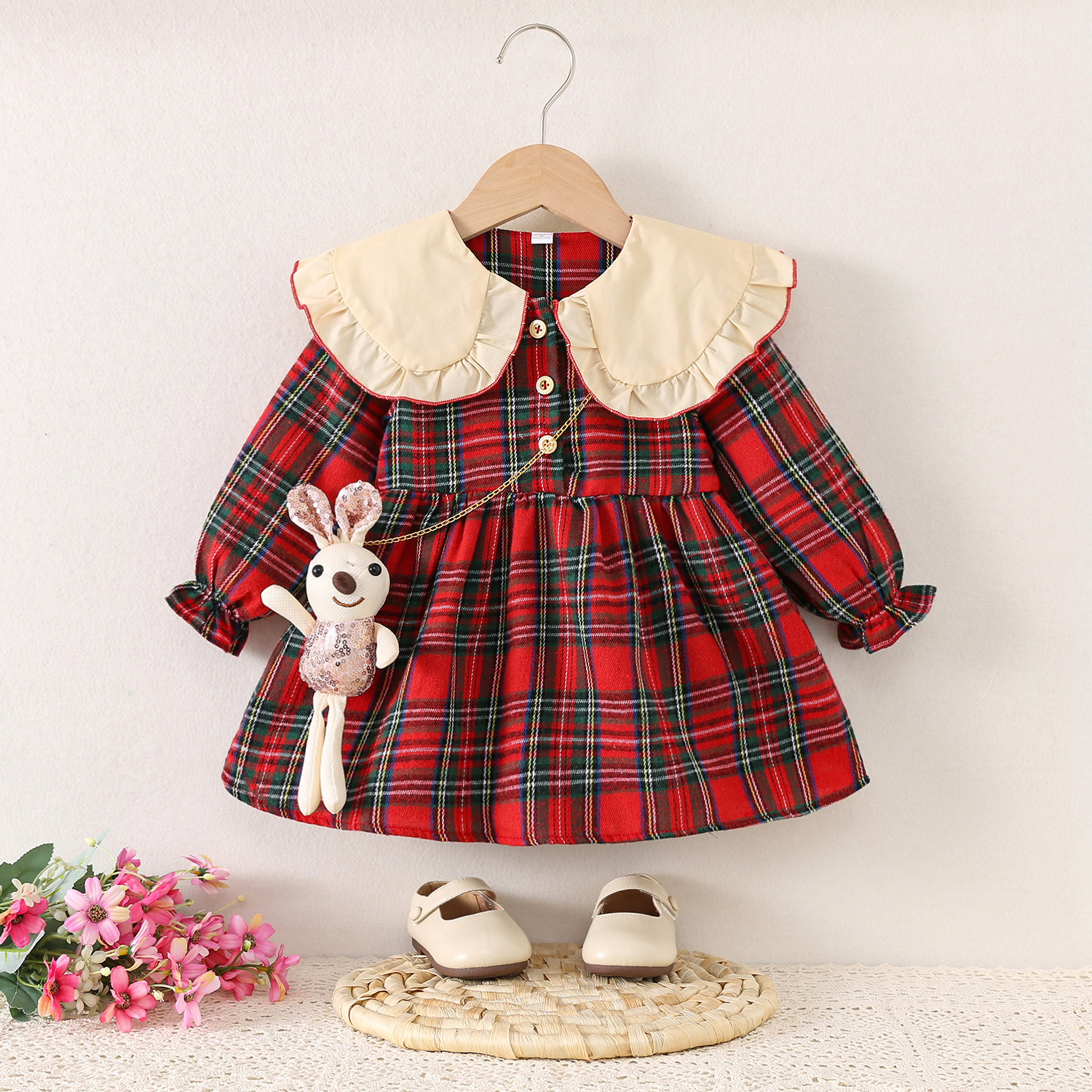 Baby Toddler Girls Paild Princess Dress (Give a doll）