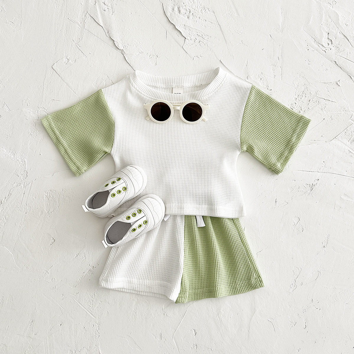 Baby Toddler 2-Piece Contrast Waffle Set