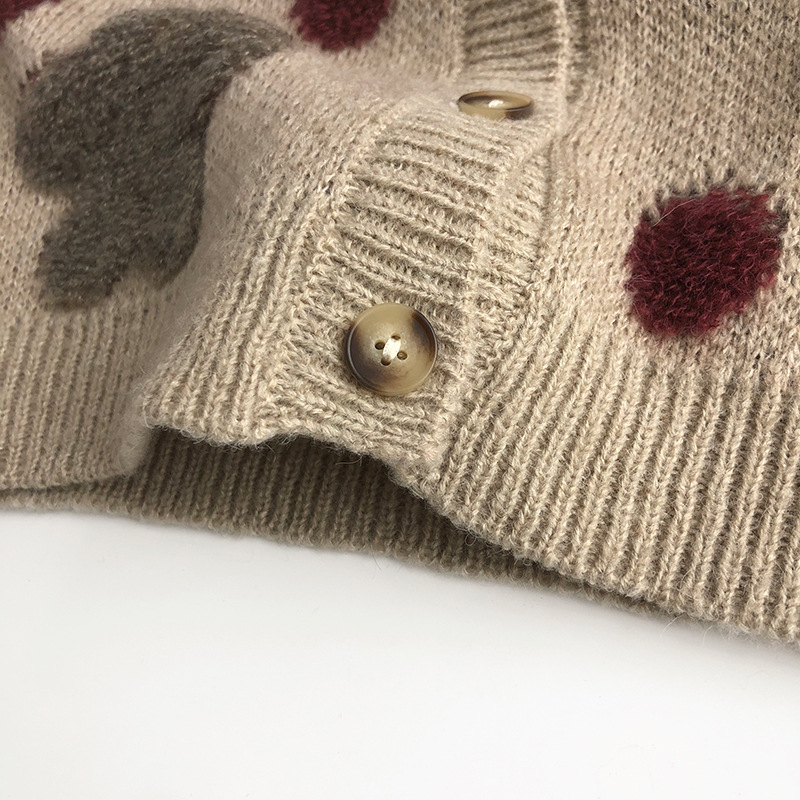 Kid Strawberry Polka Dots Sweater Cardigan