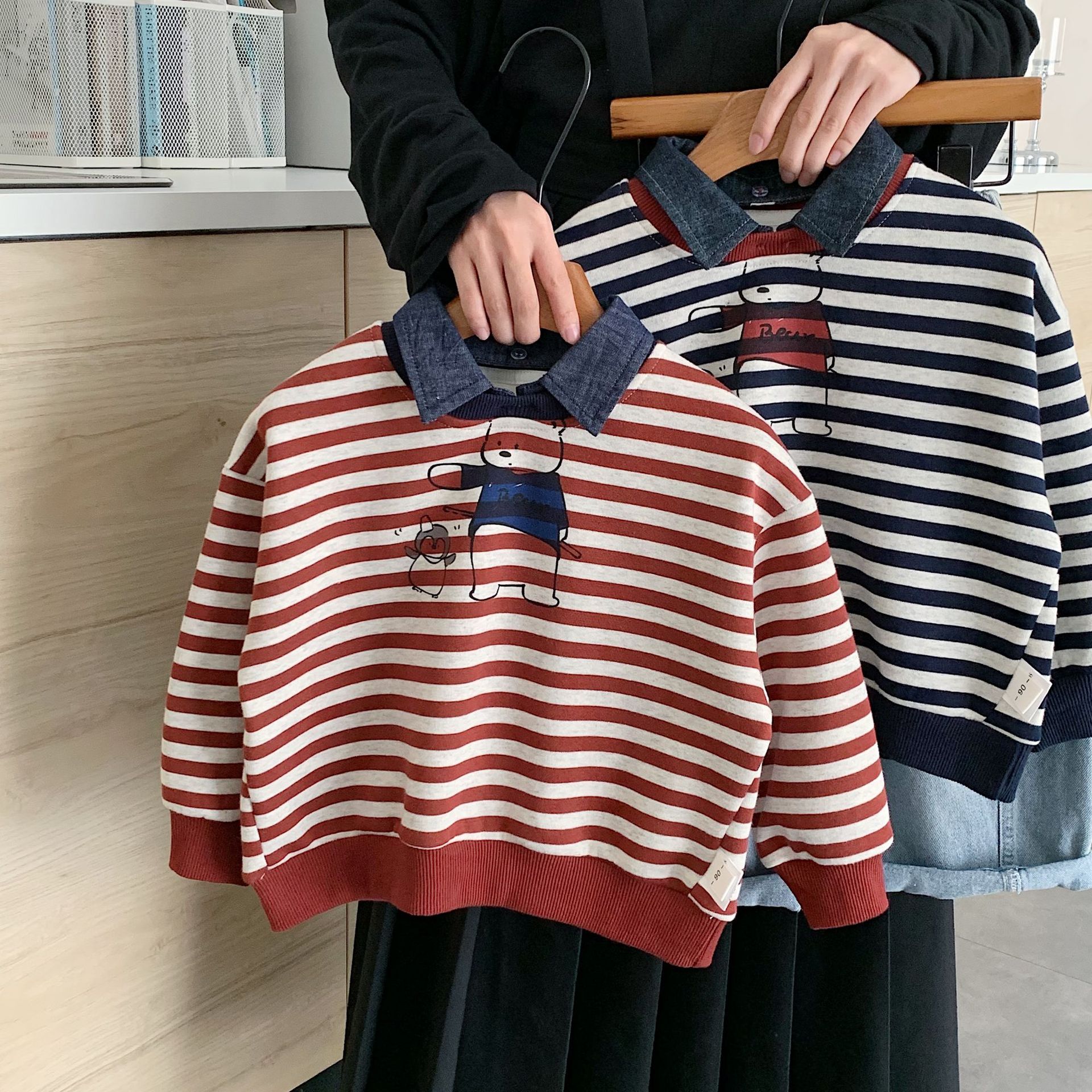 Kid Retro Stripe Polo Sweatshirt