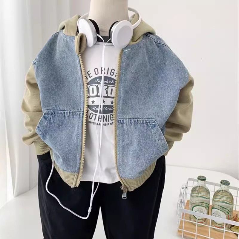 Toddler Paneled Hooded Denim Jacket