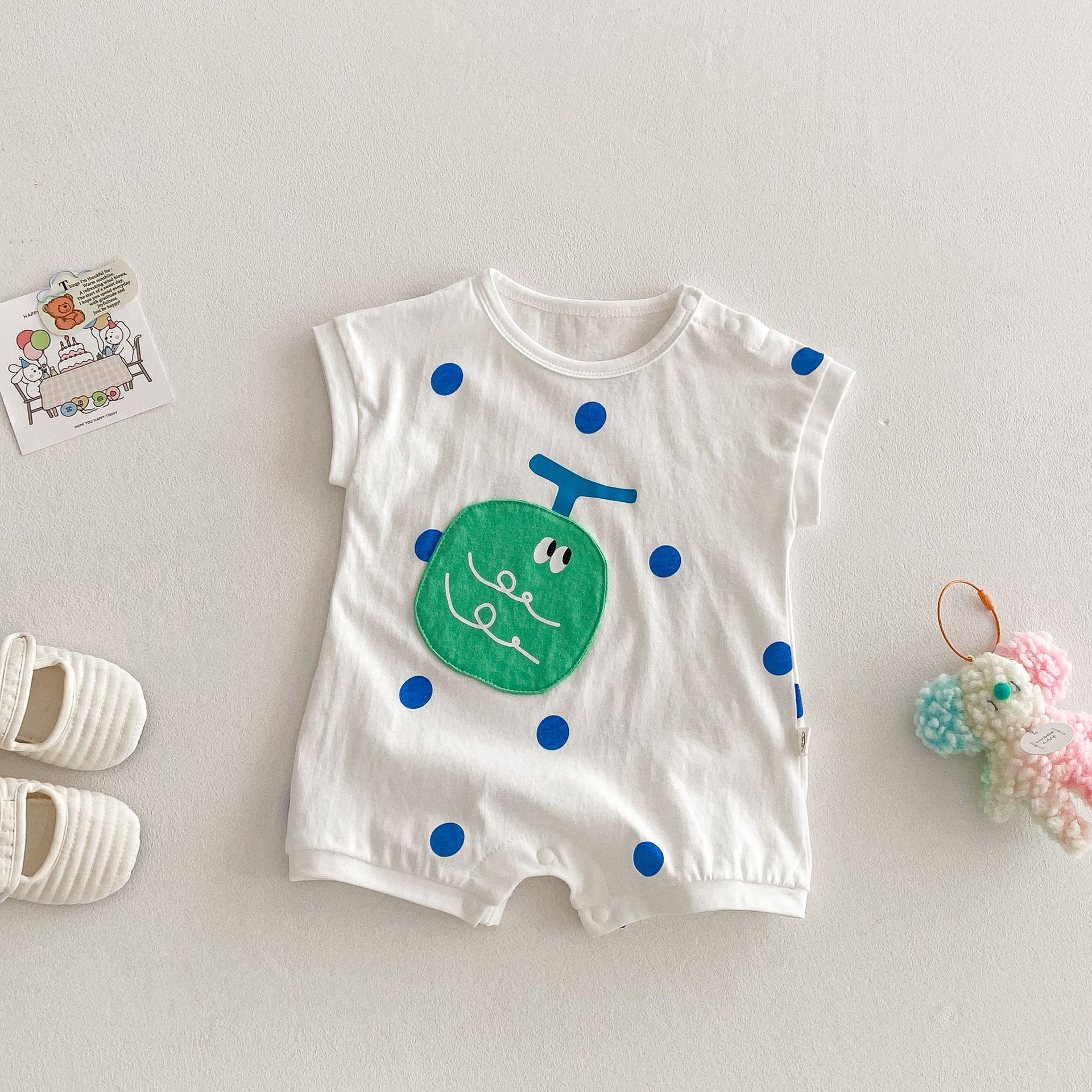 Baby Cute Fruits Patch White Romper