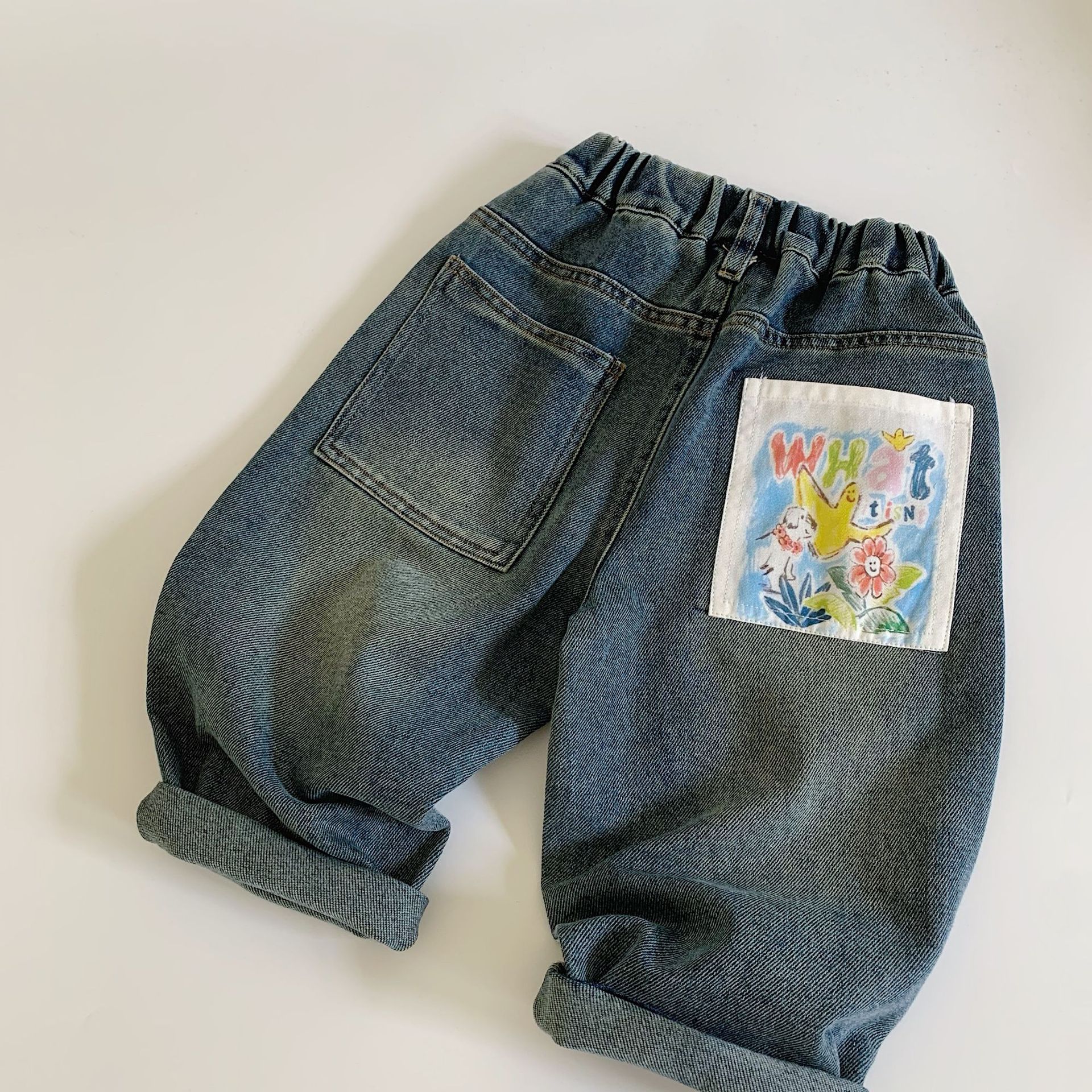 WHAT Kids Contrast Pocket Casual Jeans
