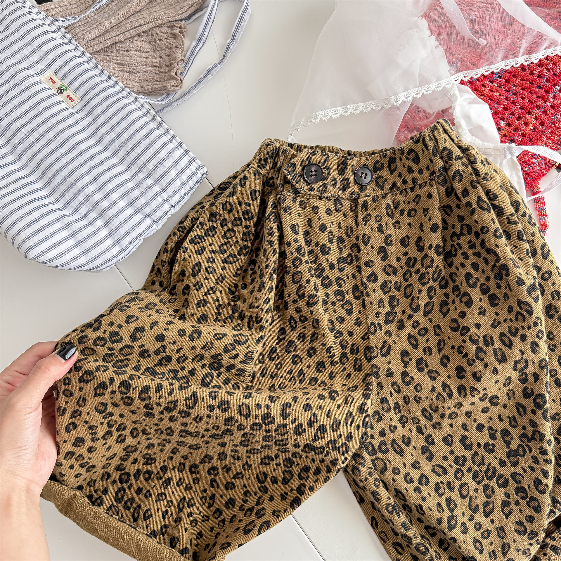 Kids Leopard Print Wide Leg Pants