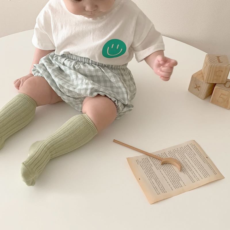 Baby Smile Tee & Plaid Shorts Set