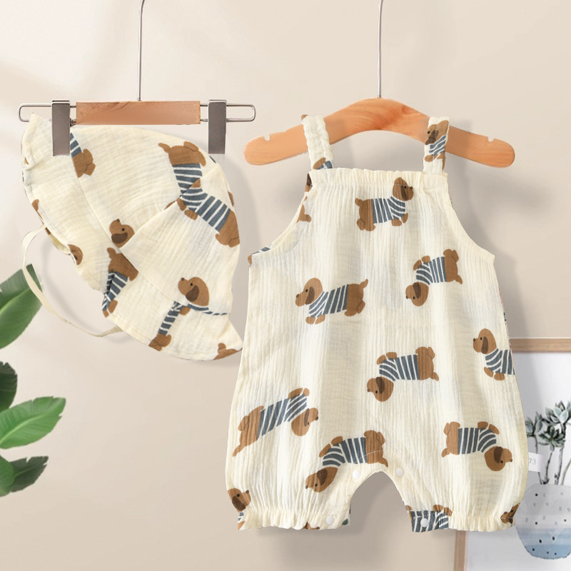 Baby Dog White Romper With Hat