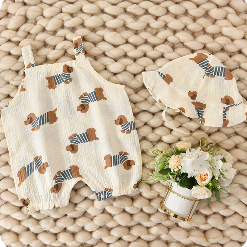 Baby Dog White Romper With Hat