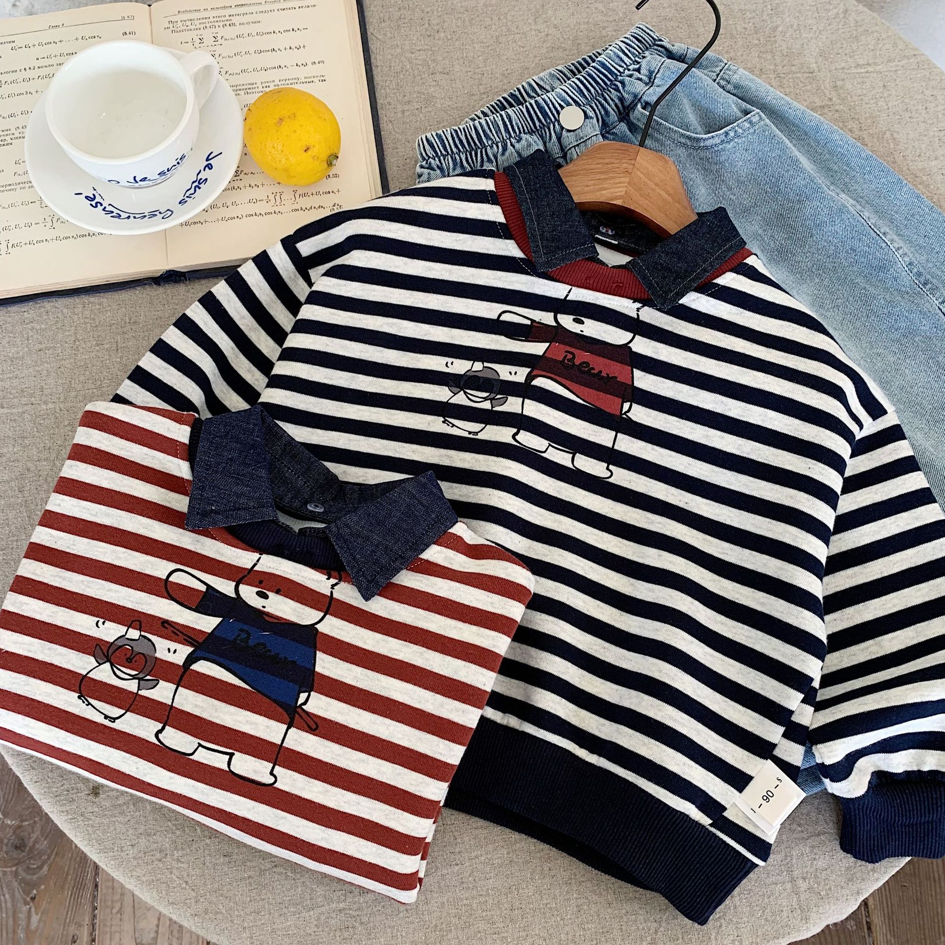 Kid Retro Stripe Polo Sweatshirt