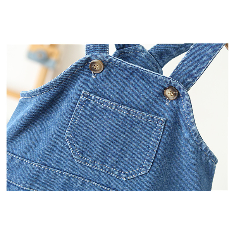 Baby Casual Solid Color Denim Overalls
