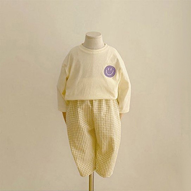 Baby Smile Tee & Plaid Pants Set