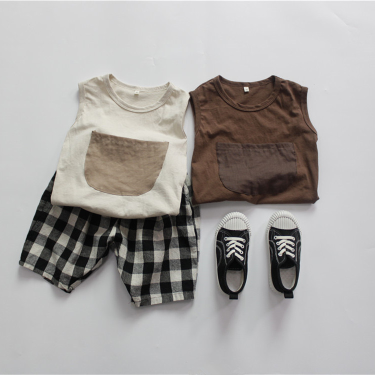 Toddler Contrast Color Big Pocket Tank Top
