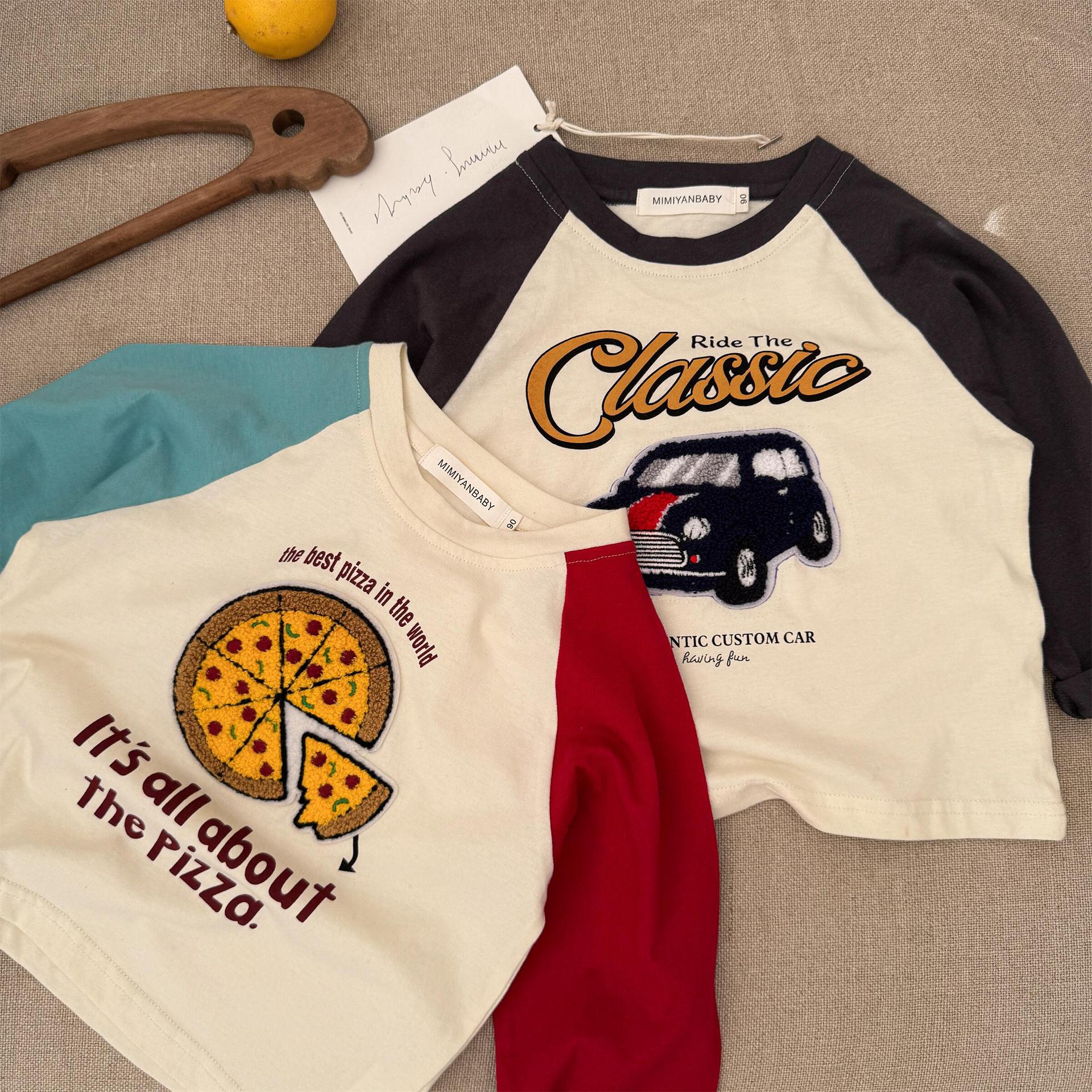 Toddler Pizza French Fries Car Embroidery Sweatshirt