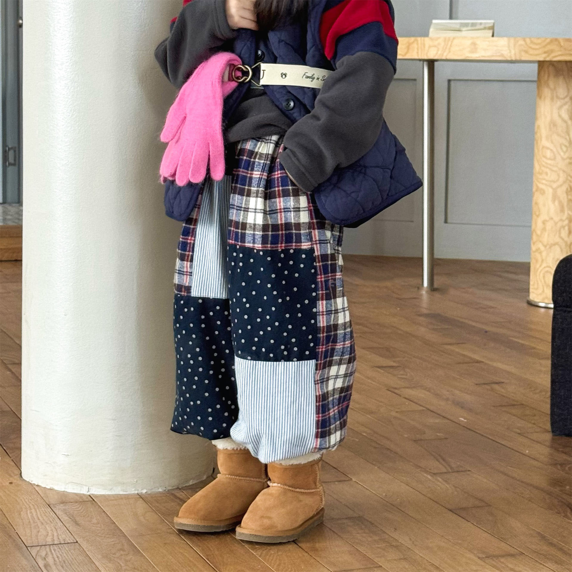 Kids Warm Patchwork Casual Pants