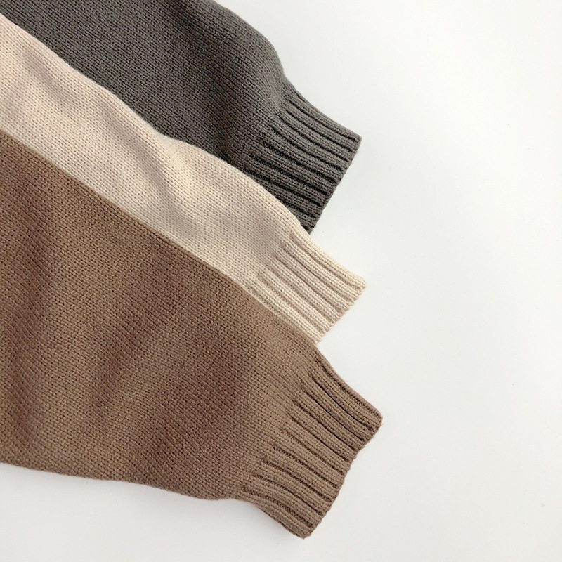 Kid Solid Color Hooded Knitted Sweater
