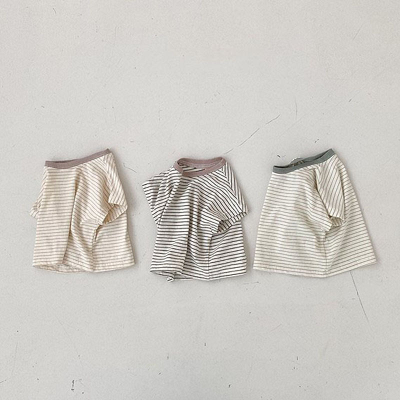 Baby Striped Contrast Collar T-Shirt