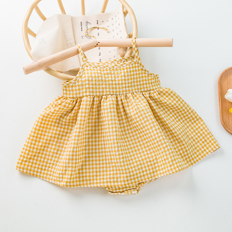 Baby Plaid Skirted Suspender Bodysuit