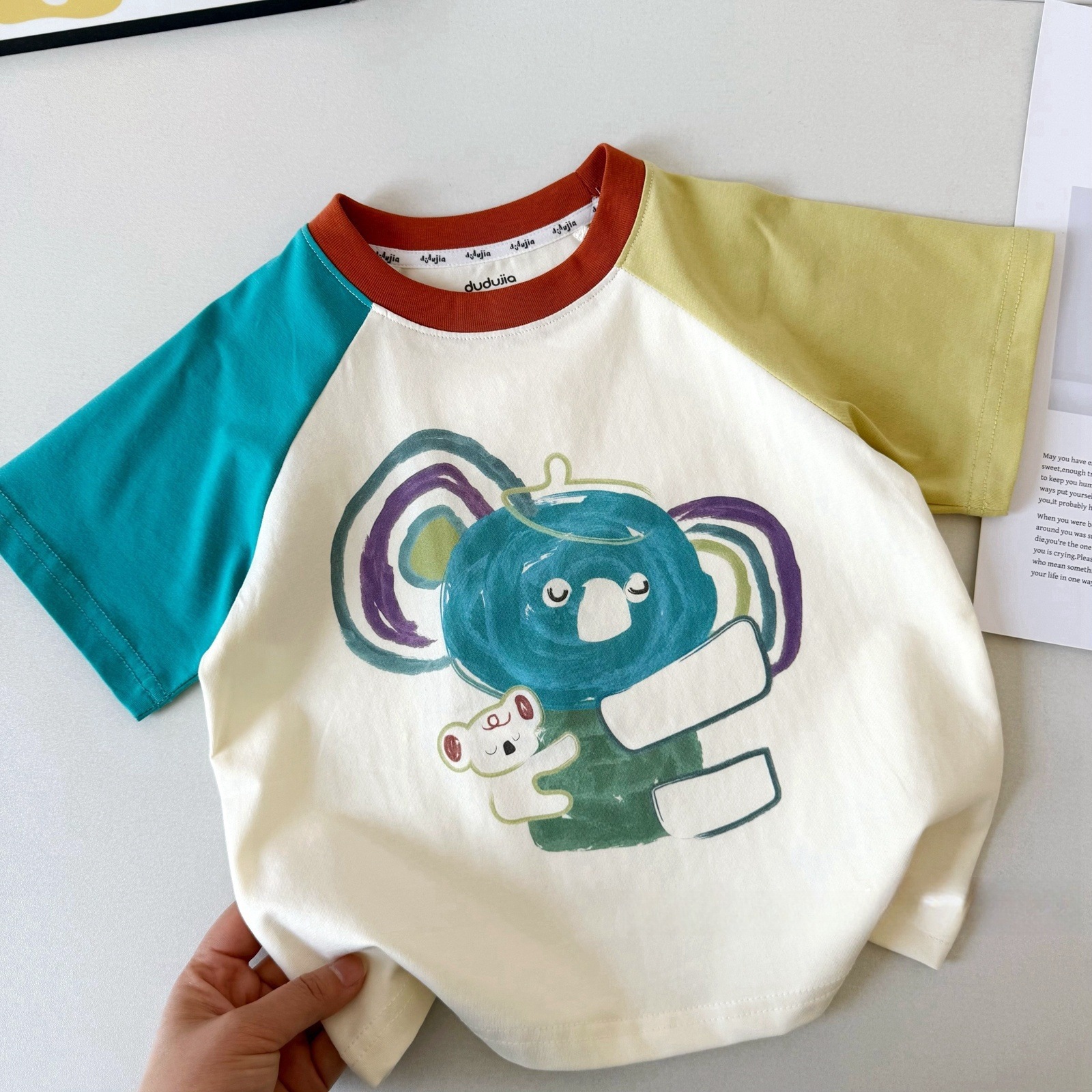 Boy Elephant Contrast Color T-shirt T-shirt