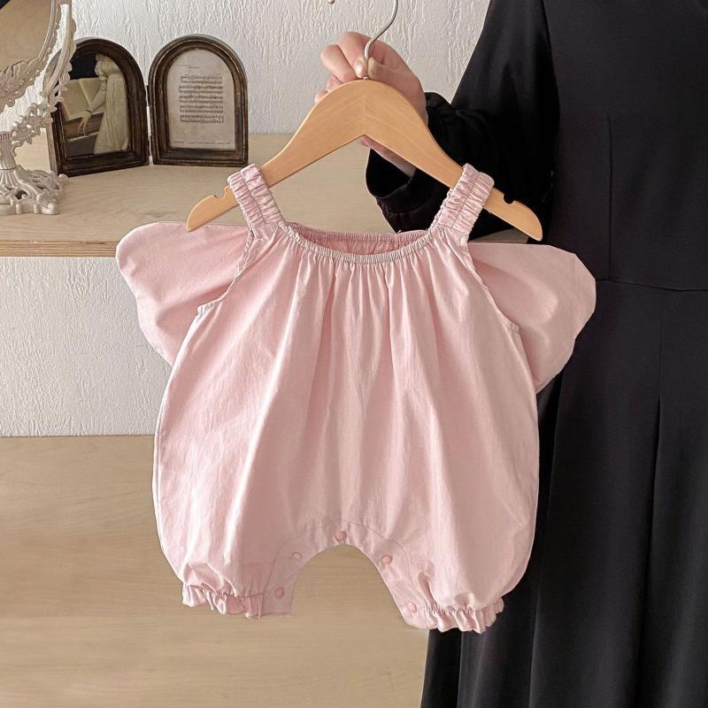 Baby Girl Pink Wings Suspender Romper