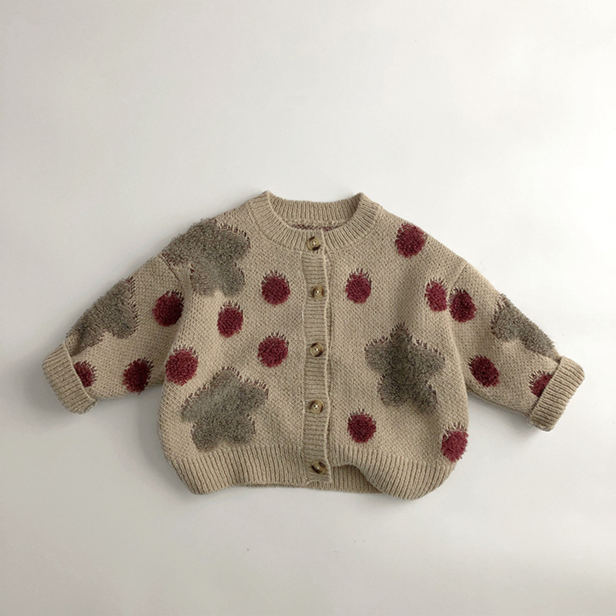 Kid Strawberry Polka Dots Sweater Cardigan