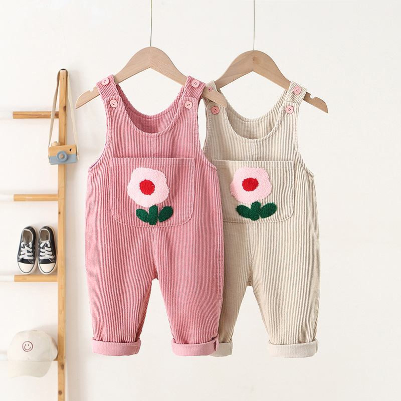Baby Toddler Florals Embroidery Overalls