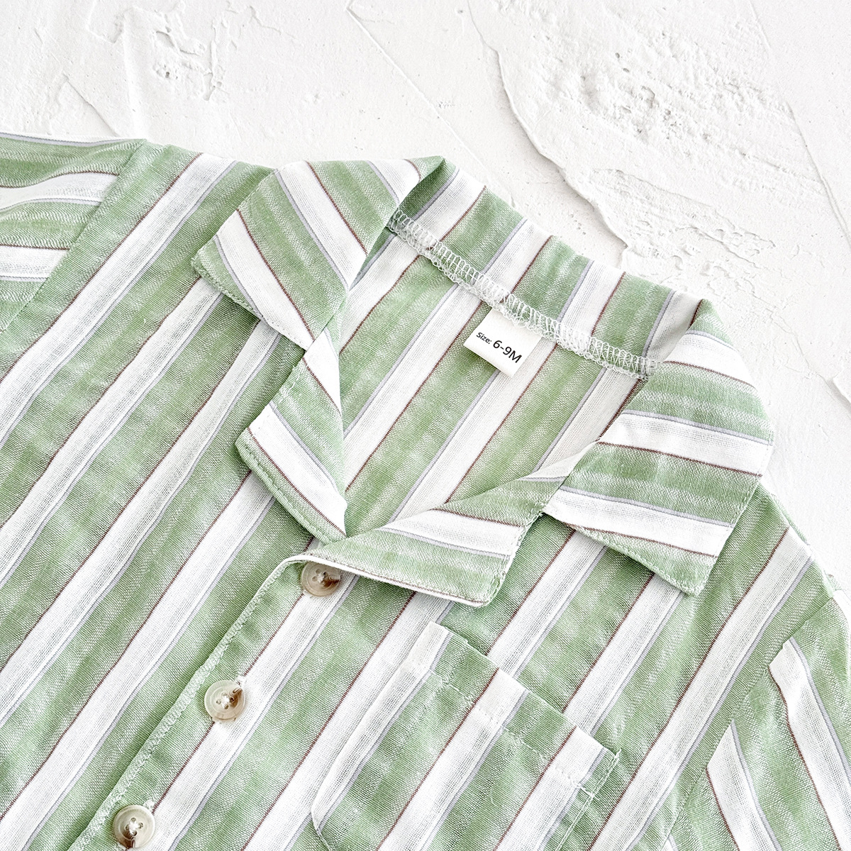 Baby 2-Piece Green Striped Polo Set