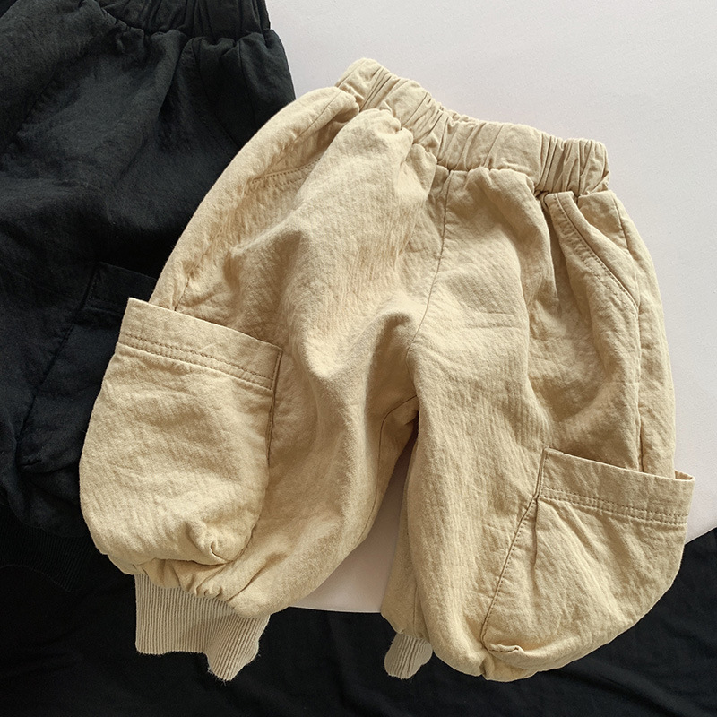 Kids Solid Color Jogger Worker Pants