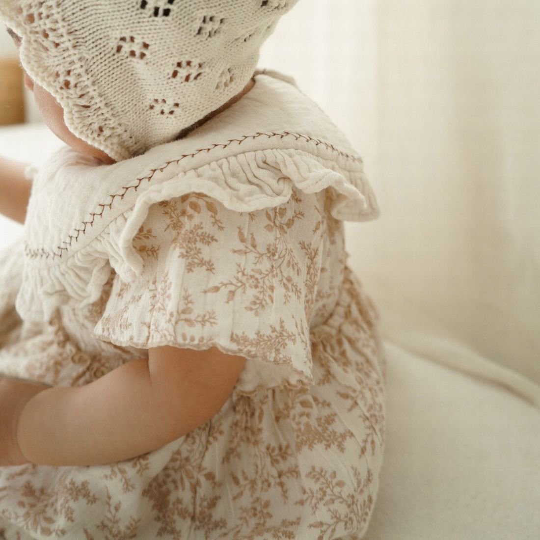 Baby Floral Skirted Beige Bodysuit