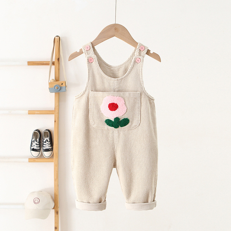 Baby Toddler Florals Embroidery Overalls
