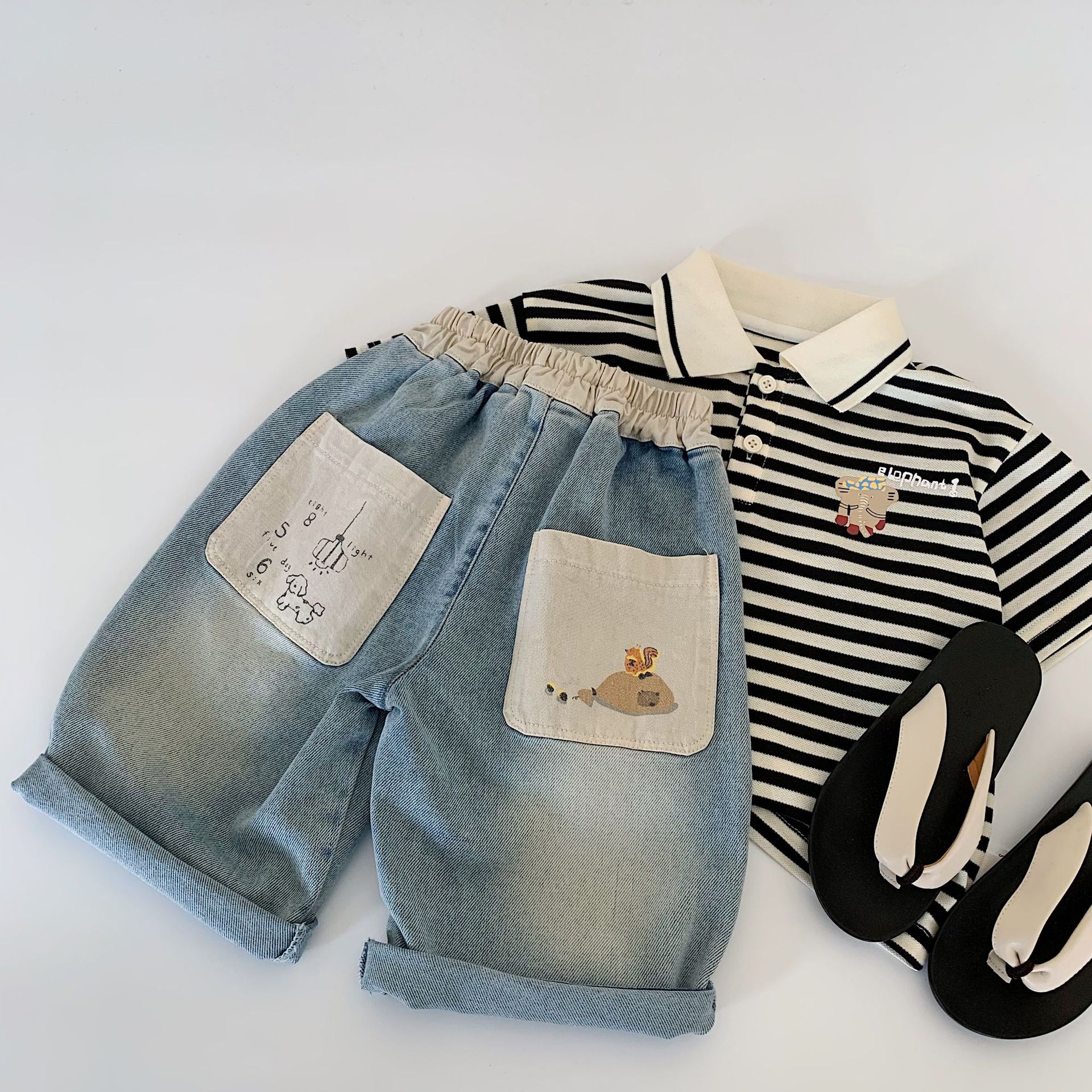 Toddler Boy Contrast Color Casual Loose Jeans