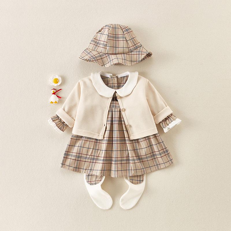 Baby Girls 4 Piece Cardigan Plaid Dress Set