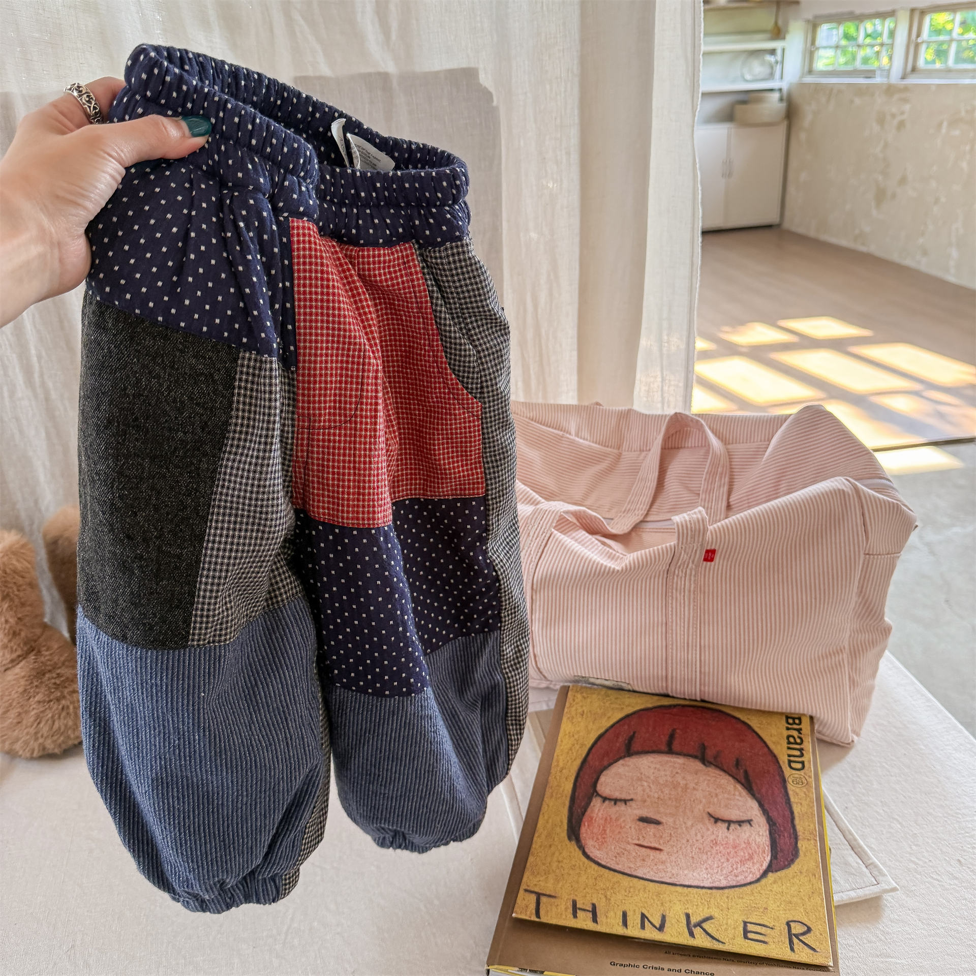Kids Warm Patchwork Casual Pants