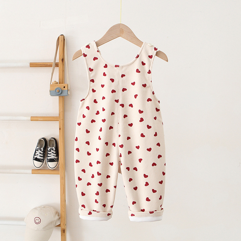 Baby Kid Heart Corduroy Overalls