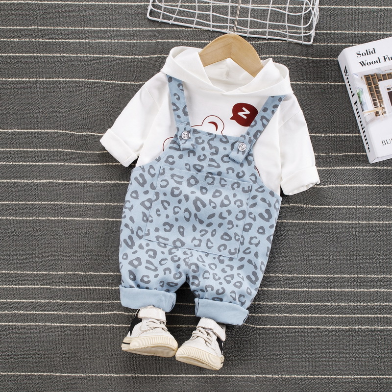 2-Piece Baby Kid Leopard print Overalls Set