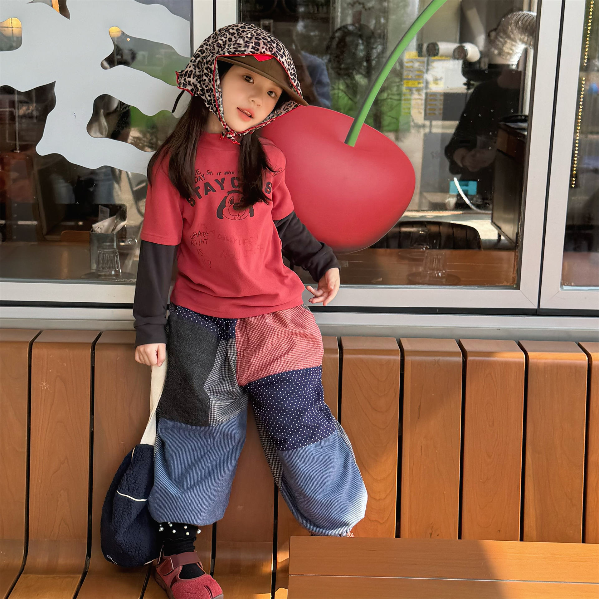 Kids Warm Patchwork Casual Pants