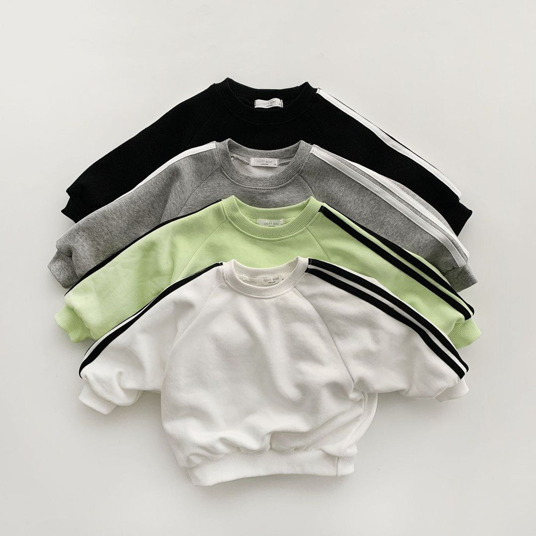 Baby Toddler Solid Color Ribbon Sweatshirt Set