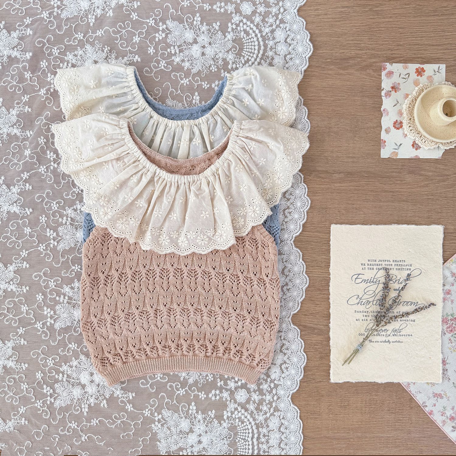 Baby Toddler Girl Embroidered Lapel Knitted Vest