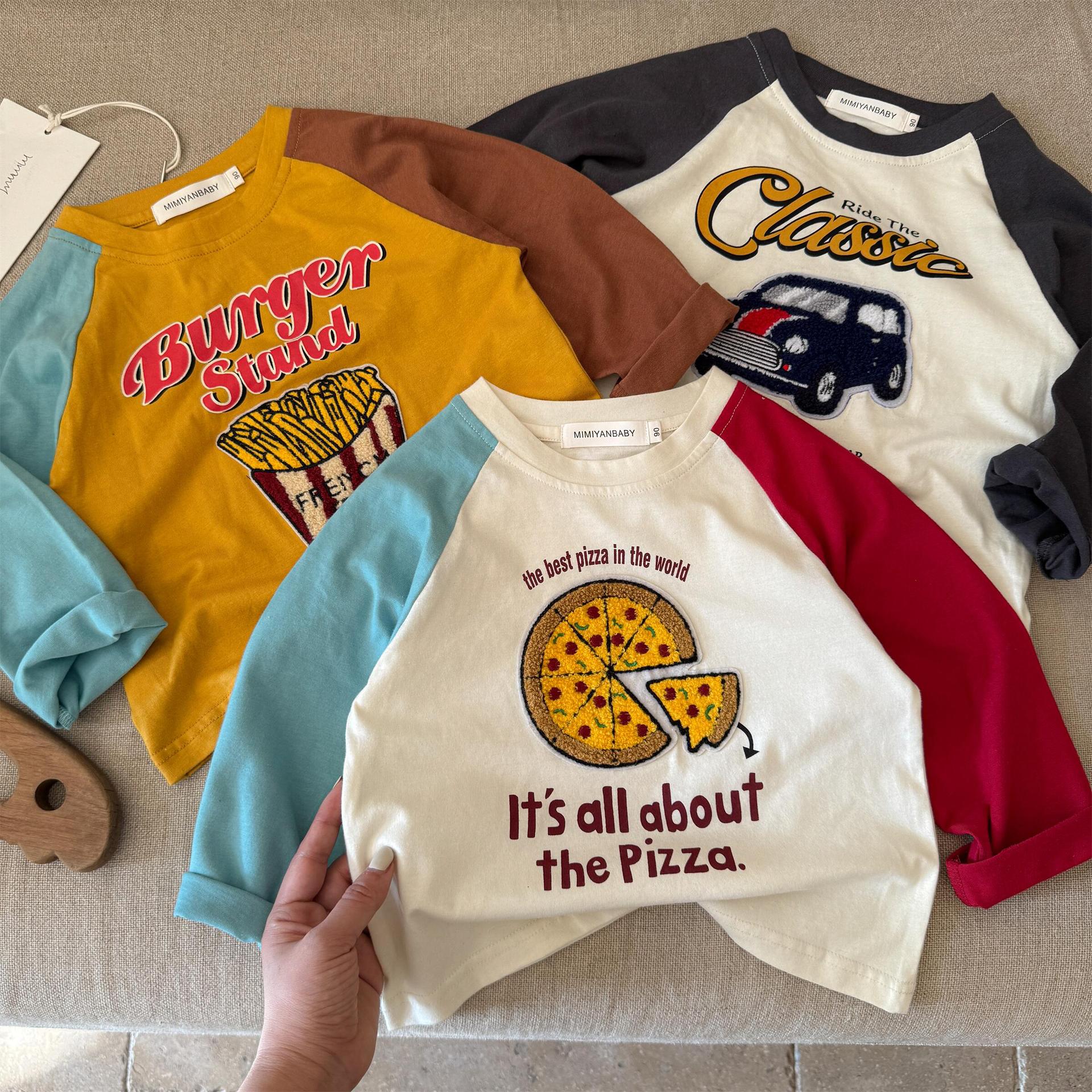Toddler Pizza French Fries Car Embroidery Sweatshirt